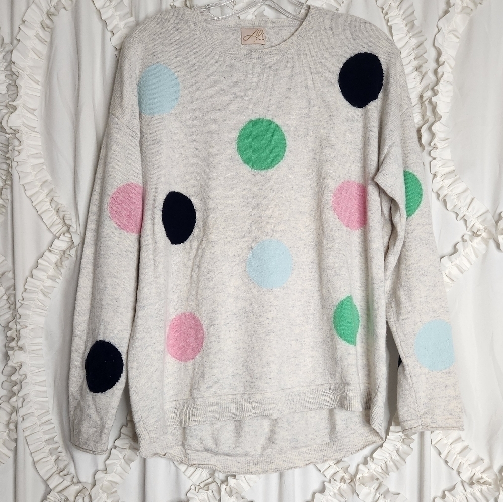 Ali by Alessandra Wool Cashmere Polka Dot Sweater Sz Medium